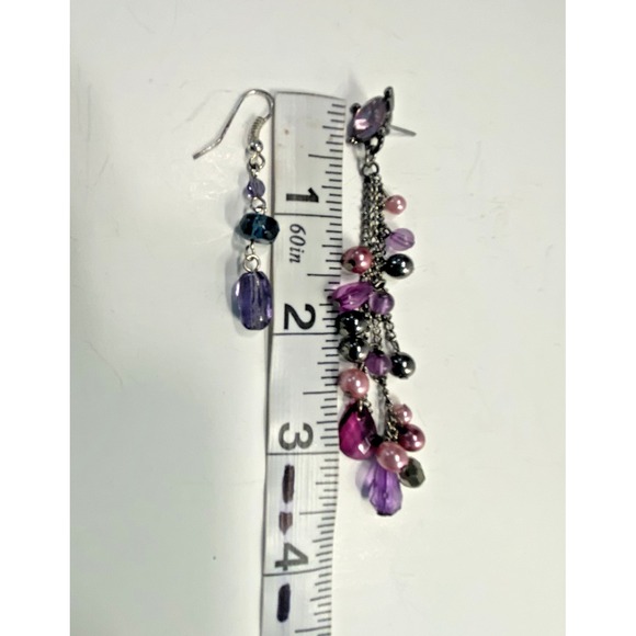 Mixed Fashion Jewelry Lot Purple Pink Hues 7 pc Necklaces Earrings Bracelet EUC - Picture 15 of 16